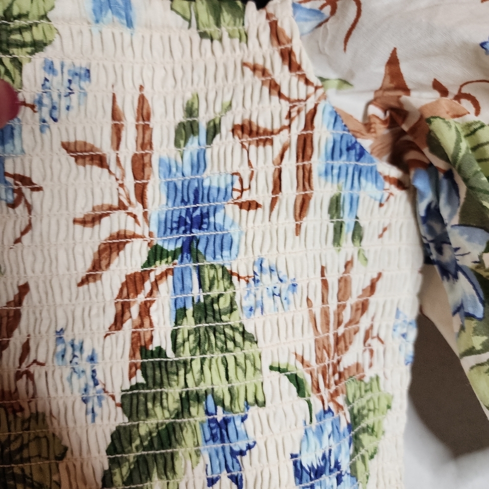 NWT Janie and Jack Tropical Floral Smocked Cropped Puff Sleeve Top Size 14‎ - Picture 12 of 13